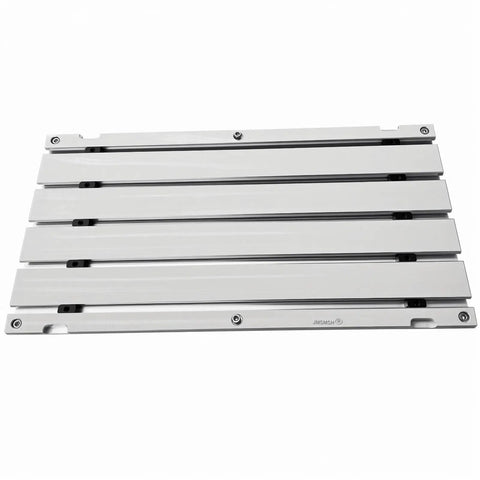 Badass Straight Up Heavy Duty 6061 Anodized Aluminum T Slot Plate Fixturing Table For CNC Milling viewed from above.