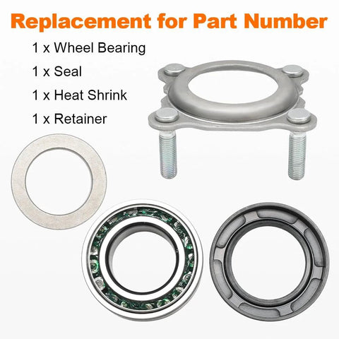 Beefed Up Axle Bearing With Seal And Retainer Kit For Jeep Wrangler JK JKU 2007 2017 Rear Axle Bearing Replacement With Seal Retainer For 68003270AA 83503077 68499023AA 68008523AA Four Piece Set components displayed