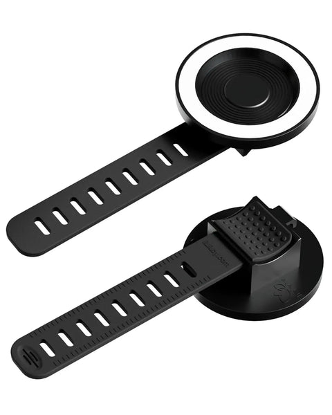 Stroller Phone Holder With MagSafe Handlebar Mount For On The Go, 20 N52 Magnets, black snap-on design, top and bottom view
