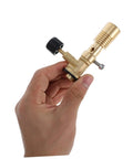 Hand holding Portable Gas Blowtorch Head For Camping And Outdoor Cooking, Propane Bunsen Burner with Durable Brass Construction