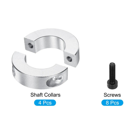 Double Split Aluminum Shaft Collar Set with Set Screw 25mm or 1 Inch Bore Four Pack