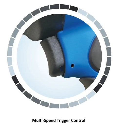 Multi-speed trigger control of Half Inch Twin Hammer Air Impact Wrench With Lightweight Magnesium Body, Workhorse 175 mm Design