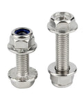 Cross Flange M6 Hex Bolts With Serrated Flange Heads And Anti Loosening Nuts Kit, stainless steel, close-up view.