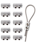 Heavy Duty Steel Wire Cable Clamps With Double Hole Thread Locker For 1.5mm To 2mm Wire Rope Copper Clips Slings And Fastening Accessories Easy Install High Temperature Resistant Durable For Ceiling Or Chandeliers Construction Or Home Use, 10 pack and wire loop