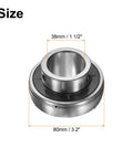 2-Pack UC208-24 Pillow Block Bearings One And A Half Inch Bore Chrome Steel GCR15 flange mounted size detail for heavy duty machinery