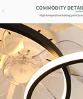 Dope 19 Inch Ceiling Fan With Lights Remote Control 3 Color Temperatures 3 Gear Speeds Round Pendant Style close-up