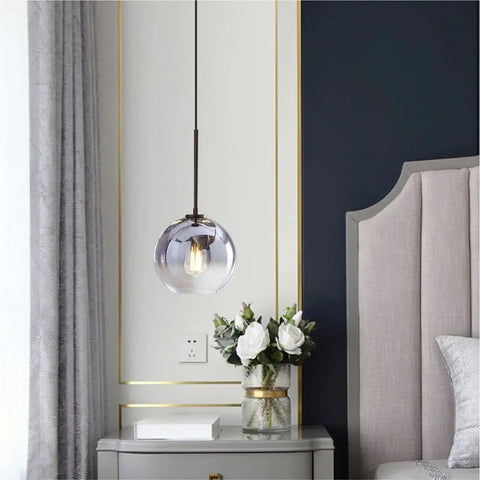 Modern Black Globe Pendant Light With Mercury Glass Shade, Silver Gradient Sphere Ceiling Light For Kitchen Island And Dining Room