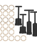 24 Pack G9 Light Socket Ring Kit With Plastic Lamp Shade Holder Adapter Plus Threaded Sockets For Quick Install And Secure Fit To Upgrade Any Light Fixture In Your Home Or Office, beige plastic rings and black socket tools