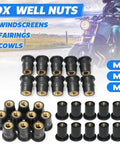 No Sweat 10 Pack M4 M5 M6 Rubber Well Nuts for Motorcycle Windshield Fairing and Boat Mounting, heavy-duty neoprene fasteners.