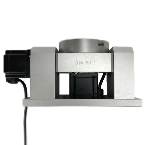 Rock Solid 4th And 5th Axis Rotary Dividing Head With 50 To 1 Harmonic Reducer Gearbox and Motor Hysteresis view from above.