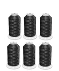 Black Embroidery Thread Set 40WT Six Big Spools 1000 M Each 6000 M Total Polyester Machine Embroidery Thread 120D Two Ply For Brother Bernina Janome Singer And More Home Machines