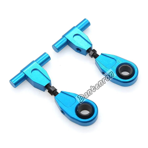 Beefed Up Aluminum TT02 Swing Arm Upgrade Kit For One Tenth Scale On Road RC Cars in blue, front view, Tamiya TT02 fitment