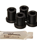 Lock Down The Chassis With This Bombproof Polyurethane Link Bushing Set For Street Beaters And Drag Cars showing four black polyurethane bushings and pre-lube.