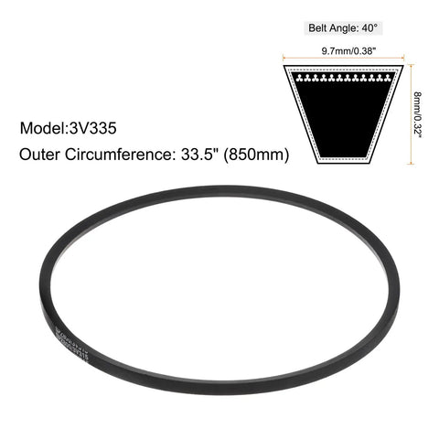 3V335 Rubber V Belt 33.5 Inch Length 0.38 Inch Width 0.315 Inch Thick For Industrial Power Transmission Neoprene Belt with diagram