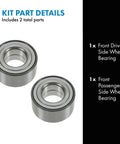 Front Wheel Bearing Set For 2002-2007 Mitsubishi Lancer And 2003-2006 Outlander, Includes Driver Side And Passenger Side Bearings, Direct Fit Replacement, OE Quality, Easy Install, DIY Friendly.