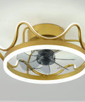 Low Profile Ceiling Fan With Remote Light Kit Crown Gold Finish Perfect For Girls Room July 2022 Design Quiet Safe Motor Higher Light Transmittance Lit Three Color Temp LED Lighting