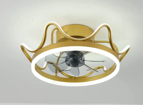 Low Profile Ceiling Fan With Remote Light Kit Crown Gold Finish Perfect For Girls Room July 2022 Design Quiet Safe Motor Higher Light Transmittance Lit Three Color Temp LED Lighting