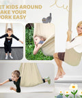 Children using Kid Friendly Sensory Swing For Indoor And Outdoor Use 300 Lb Weight Capacity Hanging Therapy Swing with playful designs.