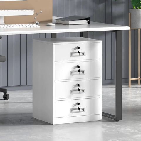 Vertical 4 Drawer Locking File Cabinet For Home Office Under Desk Storage Space Saver Metal Filing Cabinet With Interlock System