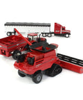 1 To 64 Scale 8250 Combine Harvesting Tractor And Truck Set With 12 Row Corn Head And Grain Head Diecast with Rubber Wheels