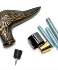 Handcrafted Solid Brass Duck Head Cane Handle With Full DIY Hardware Kit For Custom Wooden Walking Sticks Featuring Antique Bronze Finish Bird Topper Knob And Rubber Tip For Vintage Outdoor Look, duck head handle kit