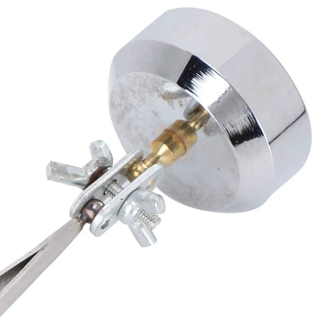 Close-up view of Top Tier Fabater Third Hand Stand With Tweezer Lock features, showing tweezers and sturdy base for precision work.