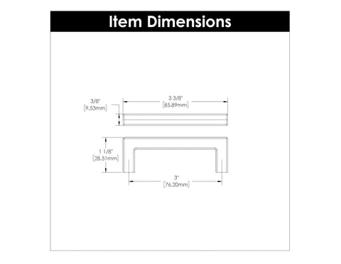 Dimensions diagram for Solid Core Stainless Steel Cabinet Pulls 5-1/16 Inch Center, Heavy Duty Kitchen Drawer Handles, Skylight Collection Pack Of 10.