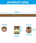 Heavy Duty Bed Frame Repair Kit 12 Piece Set M8 Steel Connectors showing threaded bolt and brass connectors with dimensions.
