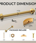 Dimensions and components of Sturdy M8x100mm Flipped Connector Set 6 Pieces With Hex Nuts, Washers, And Tool for furniture assembly.
