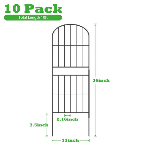 Decorative Garden Fence Panels Pack Of Ten 36 Inches High And About Ten Point Eight Feet Long Rustproof Metal Wire Border