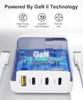 Image of GaN 100W USB C Fast Charger For DJI Drones, showing 4 port PD power hub design with USB-A and USB-C ports.