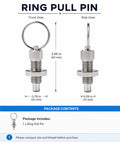 Heavy Duty Self Locking Indexing Plunger With Soft Nylon Twist Thumb Wrap And Reliable Spring Loaded Positioning Pin For Rock Solid Machine Setup And Fast Jig Swaps M8 Pair side and front view of a ring pull pin with dimensions shown.