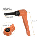Four Pack Adjustable Clamping Lever Handles M6 25mm Thread 50mm Lever Rotating Quick Release Ratchet Push Button Orange