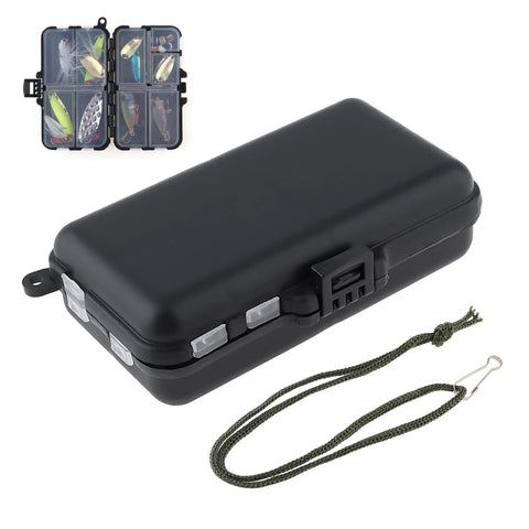 Compact Fishing Tackle Box With Clear Lids Nine Compartment Double Layer Lure Organizer for small baits and gear, portable design