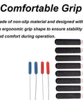 12 Piece Broken Key Extractor Kit For Locks Safes And Drawers Tap Extractor Set with ergonomic grips, showing black and colored handles.
