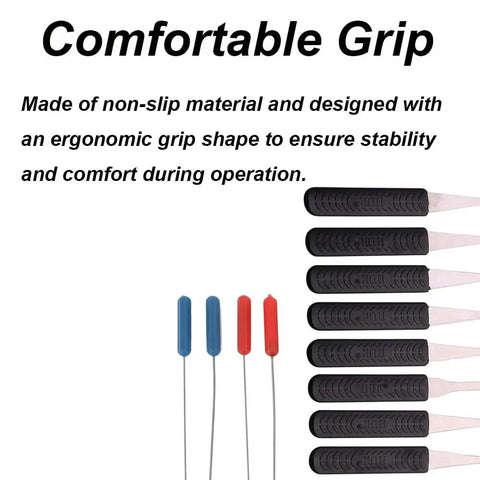12 Piece Broken Key Extractor Kit For Locks Safes And Drawers Tap Extractor Set with ergonomic grips, showing black and colored handles.