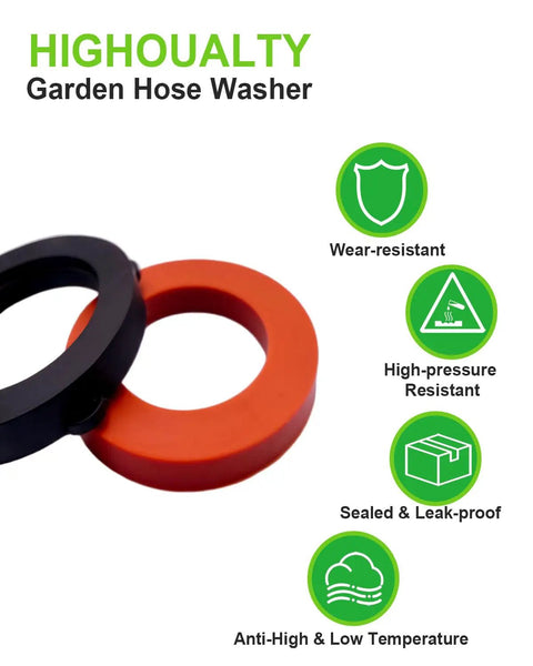 48 Piece Garden Hose Washers With Self Locking Tabs Leak Proof Black And Red Premium 3mm Thick Rubber Gaskets