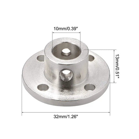 Rigid Flange Shaft Coupling For 10mm Motor Shaft H13 D16 Precision Connector Silver Tone with mounting holes and dimensions diagram.