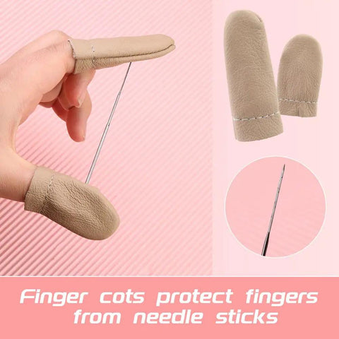 Needle Felting Kit With Three Size Sets Of 30 Needles Each Wooden Handle Tool Finger Cots And Essential Felting Supplies For DIY Wool Projects And Great For Hands On Crafting Fun, showing finger cots protecting fingers while holding needle.