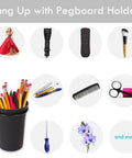 Six Pack Pegboard Cups With Loops For Pegboard Organization Cup Holders Black Durable Plastic For Garage Workshop