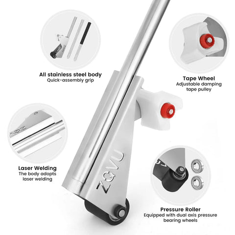 Floor Tape Applicator Manual Stainless Steel Heavy Duty Tool For Construction Sites Durable Corrosion Resistant Frame With Smooth Bearing Design Delivers Quick, Precise Tape Application And Long Lasting Performance, stainless steel body with adjustable tape wheel
