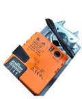 Smooth Operator NMX24 SR Damper Actuator Delivers Sick 10 Nm Torque For Industrial Systems AC DC 24 Volt Power, showing orange housing and connection details.