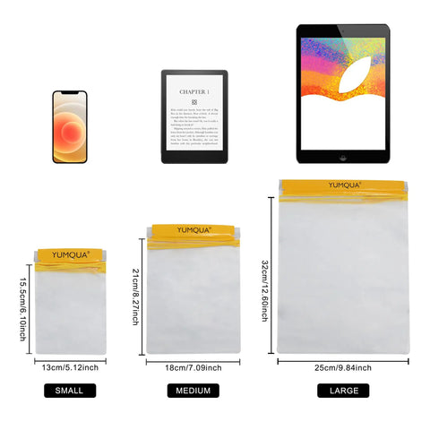 Clear Waterproof Dry Bags Set Of Three Pouches For Phone, Camera, Maps And Documents, Water Tight Frosted PVC Case Sizes