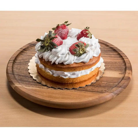 18 Inch Round Lazy Susan Turntable So Handy For Dining Tables And Pantries with cake on top, wooden organizer, 360 degree spin