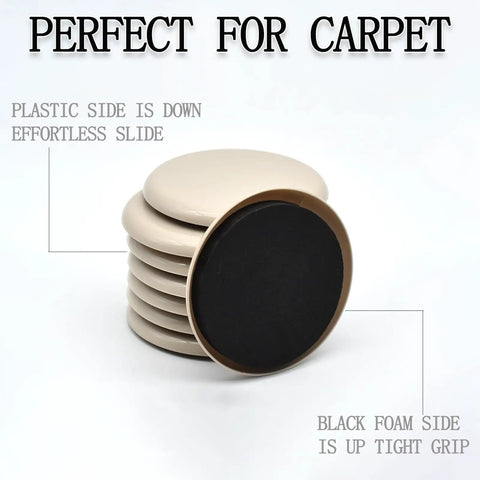 Heavy Duty Furniture Sliders Set, 12 Pack 3.5 Inch Round Glide Pads For Hardwood Floors, Move Heavy Furniture With Ease, Reusable Chair Leg Floor Protectors, Floor Protection For Sofas, Beds, Bookcases