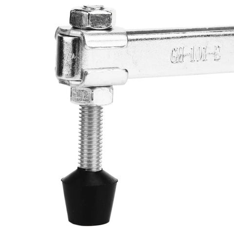 Long Arm Vertical Crimping Tool And Toggle Clamp Fixture For Woodworking And Metalworking, Fast Action Clamp With Portable Inspecting Jig, Rugged Durable Clamp For Welding Molding And Equipment Installations, chrome clamp close-up