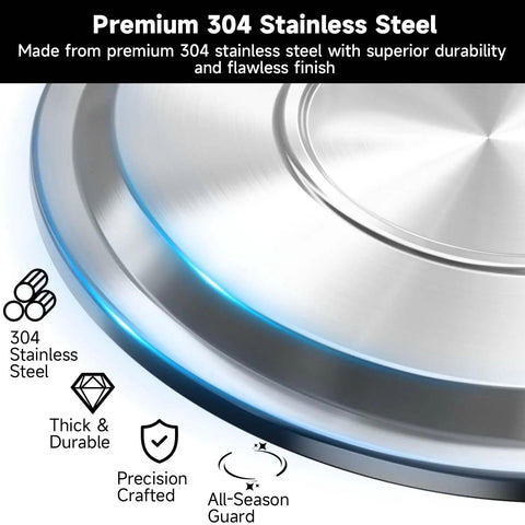 Close-up of stainless steel finish on Heavy Duty 19.5 Inch Fire Pit Lid For Bonfire Smokeless Firepit Fits Solo Stove Bonfire 1.0 And 2.0