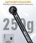 Dope Portable Bike Pump With Gauge 300 PSI High Pressure Hand Pump 250g weight and gauge shown, compact design.