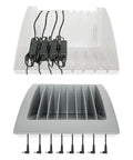 Dope Heavy Duty Six Pack Laptop And Tablet Charging Station With Versatile Desktop Organizer Rack For Up To 15 6 Inch Chromebook MacBook Surface Pro Tech Rig showing internal power connectors and charging slots.