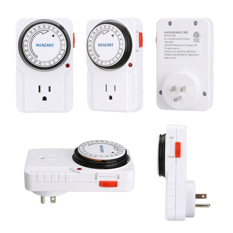 Straightforward Setup 24 Hour Mechanical Plug In Timer With Multiple On Off Cycles Heavy Duty 15 Amp Indoor Outlet Switch for lamps and lights.